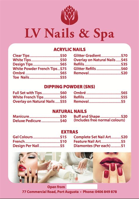 lv nail spa prices|polish nails and spa rainbow.